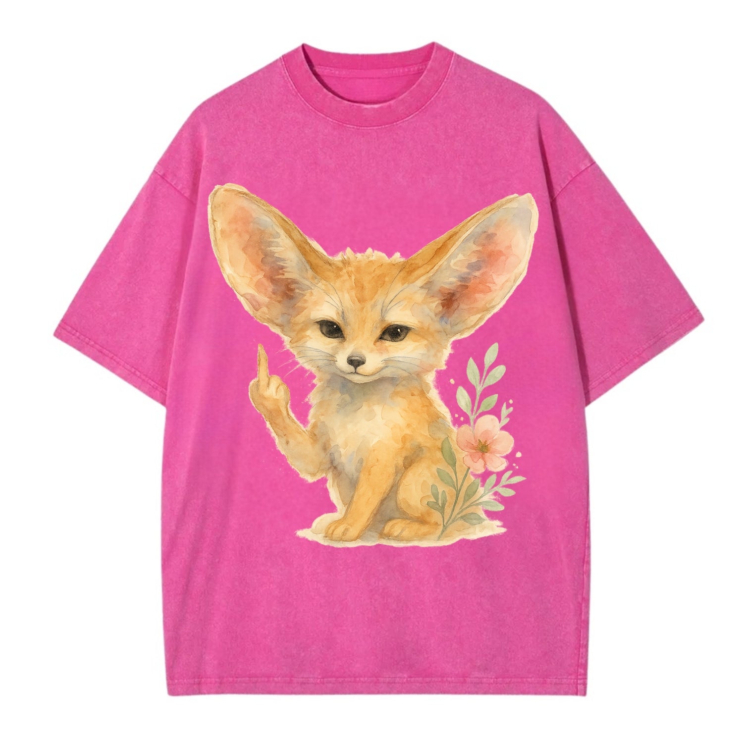 tiny fennec fox with oversized ears, one small paw raised in sass - Vintage T-shirt - Dusty Rose(Rose)