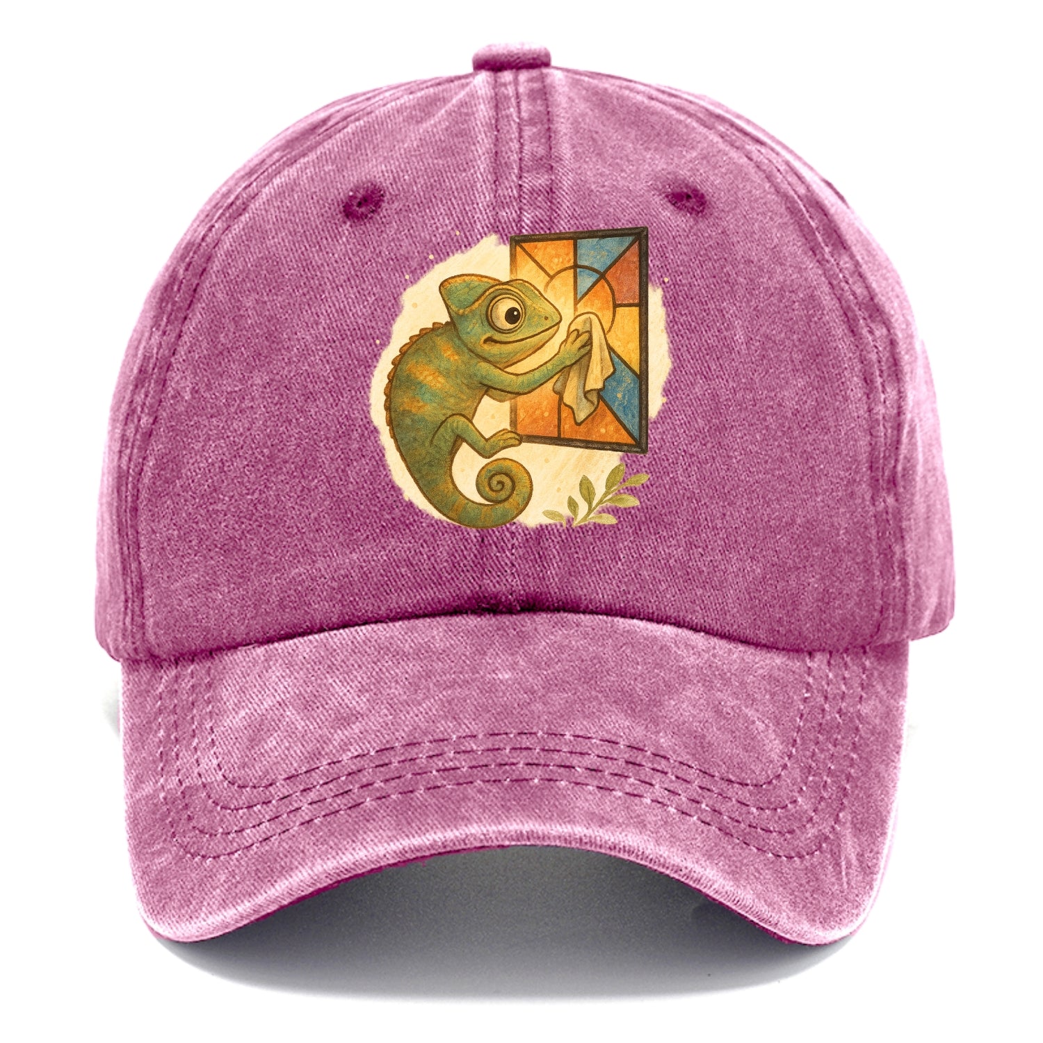 Chameleon blending into a stained-glass window it is polishing with delicate cloths - Classic Cap - Dusty Rose(Rose)