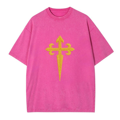 Order Of Santiago Cross - Vintage T-shirt - Dusty Rose(Rose)