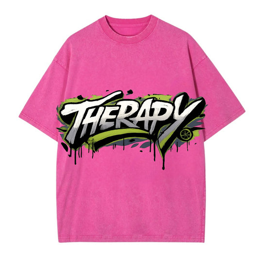Bold typography design - "THERAPY" - mental health, getting help - Vintage T-shirt - Dusty Rose(Rose)