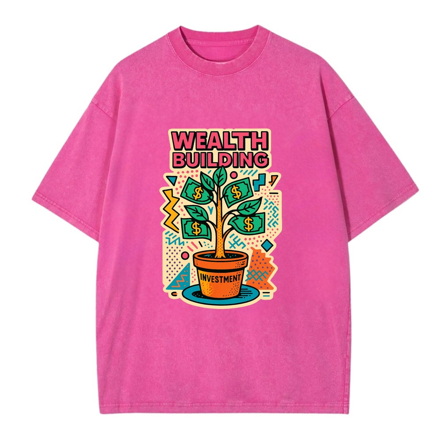 Money tree growing from investment pot - financial independence journey, wealth - Vintage T-shirt - Dusty Rose(Rose)