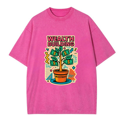 Money tree growing from investment pot - financial independence journey, wealth - Vintage T-shirt - Dusty Rose(Rose)