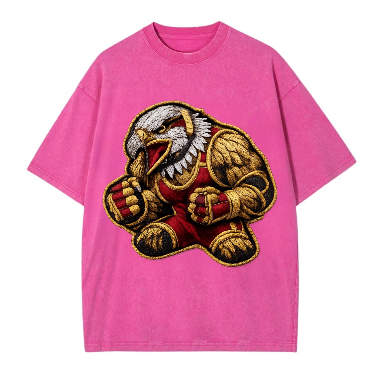 Embroidered patch design - WRESTLING EAGLE - fierce eagle with wrestling singlet - Vintage T-shirt - Dusty Rose(Rose)