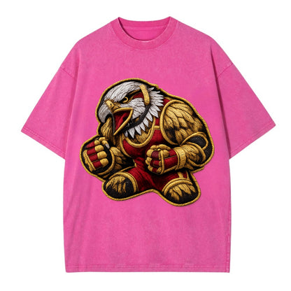 Embroidered patch design - WRESTLING EAGLE - fierce eagle with wrestling singlet - Vintage T-shirt - Dusty Rose(Rose)