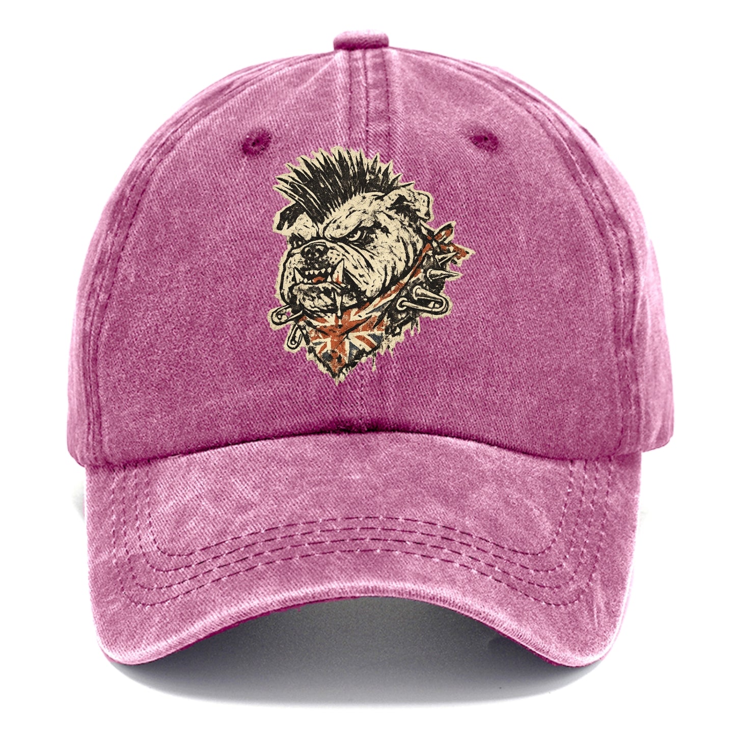 PUNK BULLDOG | British bulldog with mohawk | Safety pins through collar | Union Jack - Classic Cap - Dusty Rose(Rose)