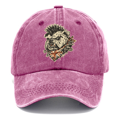 PUNK BULLDOG | British bulldog with mohawk | Safety pins through collar | Union Jack - Classic Cap - Dusty Rose(Rose)