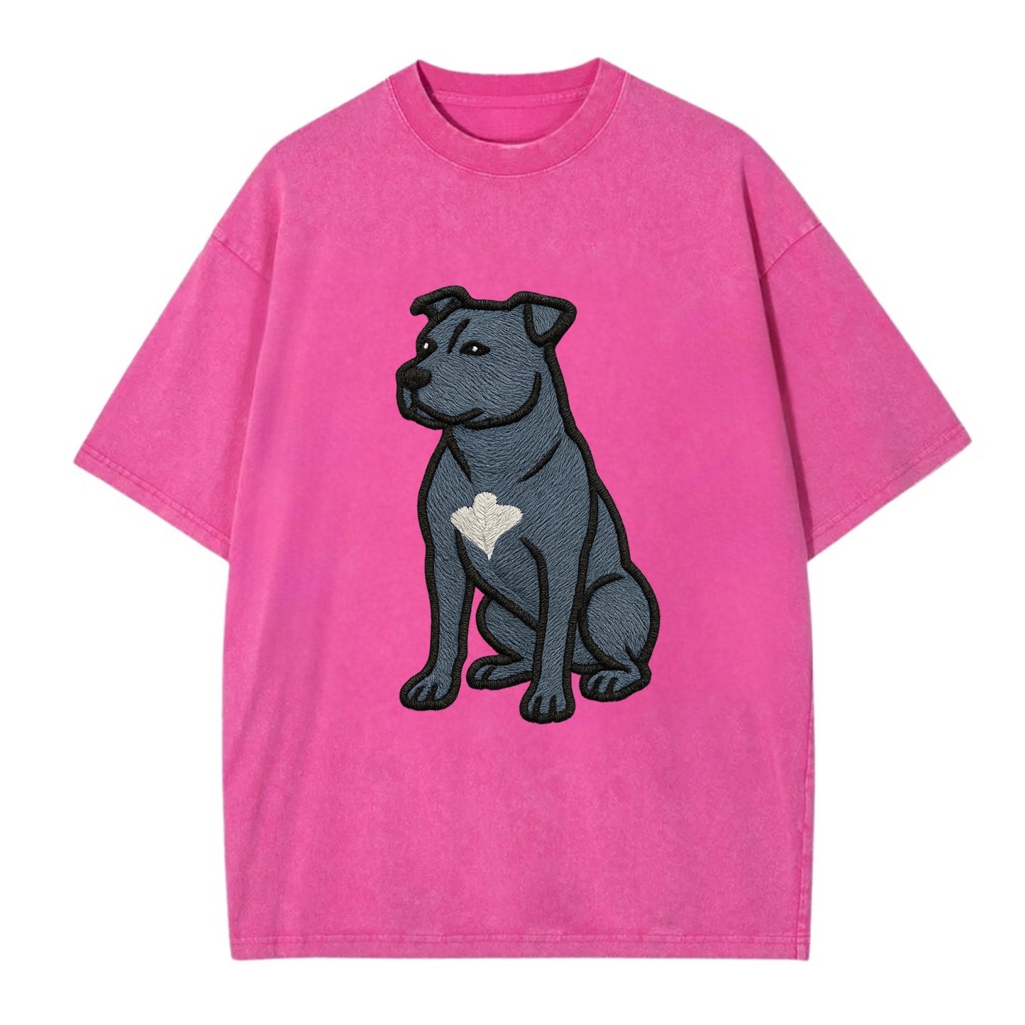 American Staffordshire Terrier - Blue embroidered design - Vintage T-shirt - Dusty Rose(Rose)