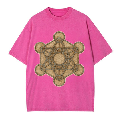 Metatron's Cube  - Vintage T-shirt - Dusty Rose(Rose)