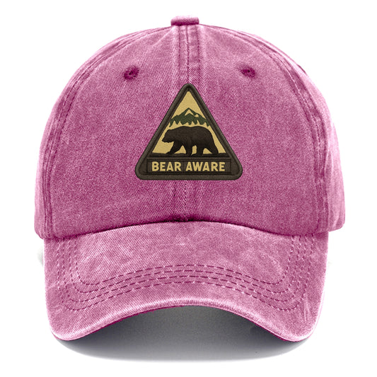 BEAR AWARE - bear silhouette warning in brown and yellow , wilderness safety - Classic Cap - Dusty Rose(Rose)