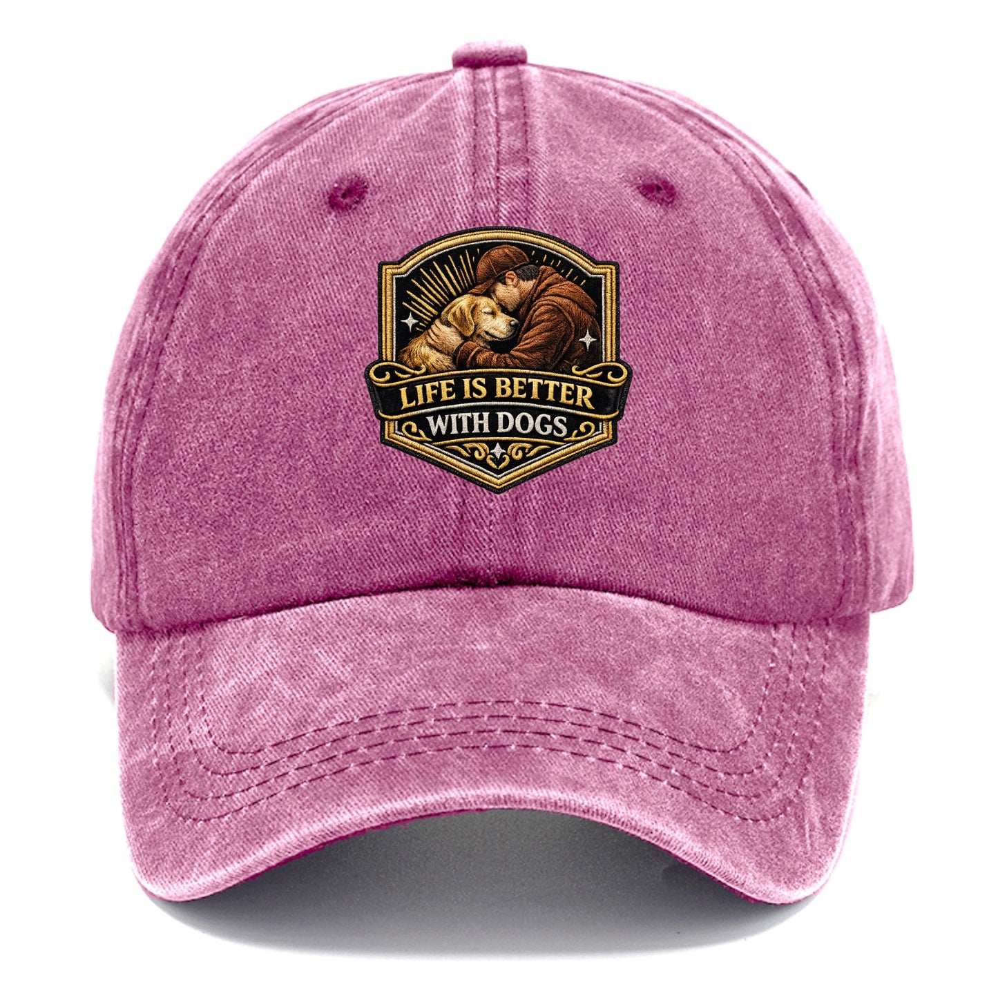LIFE IS BETTER WITH DOGS - dog and human in brown , dog lover - Classic Cap - Dusty Rose(Rose)