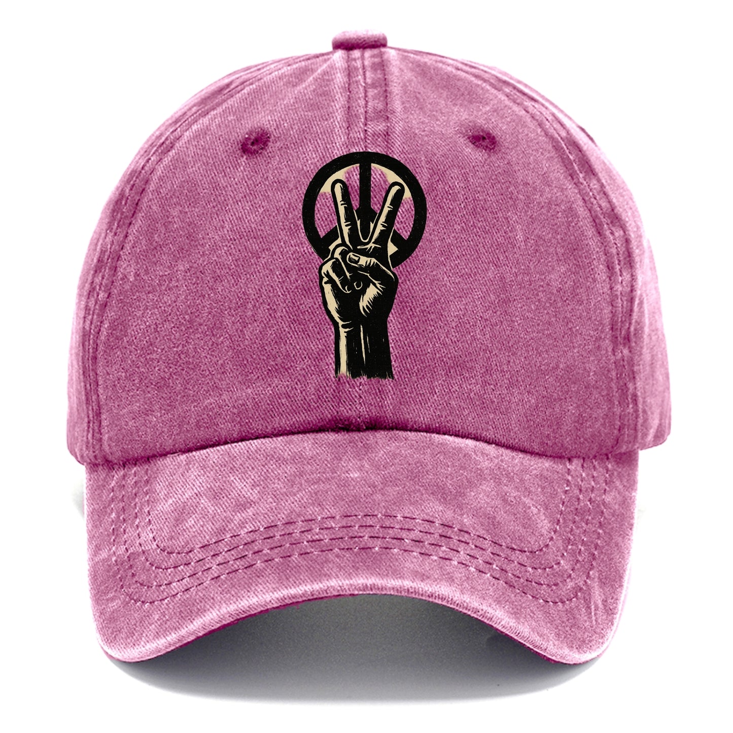 Peace sign hand gesture - anti-war movement ink brushstrokes - Classic Cap - Dusty Rose(Rose)