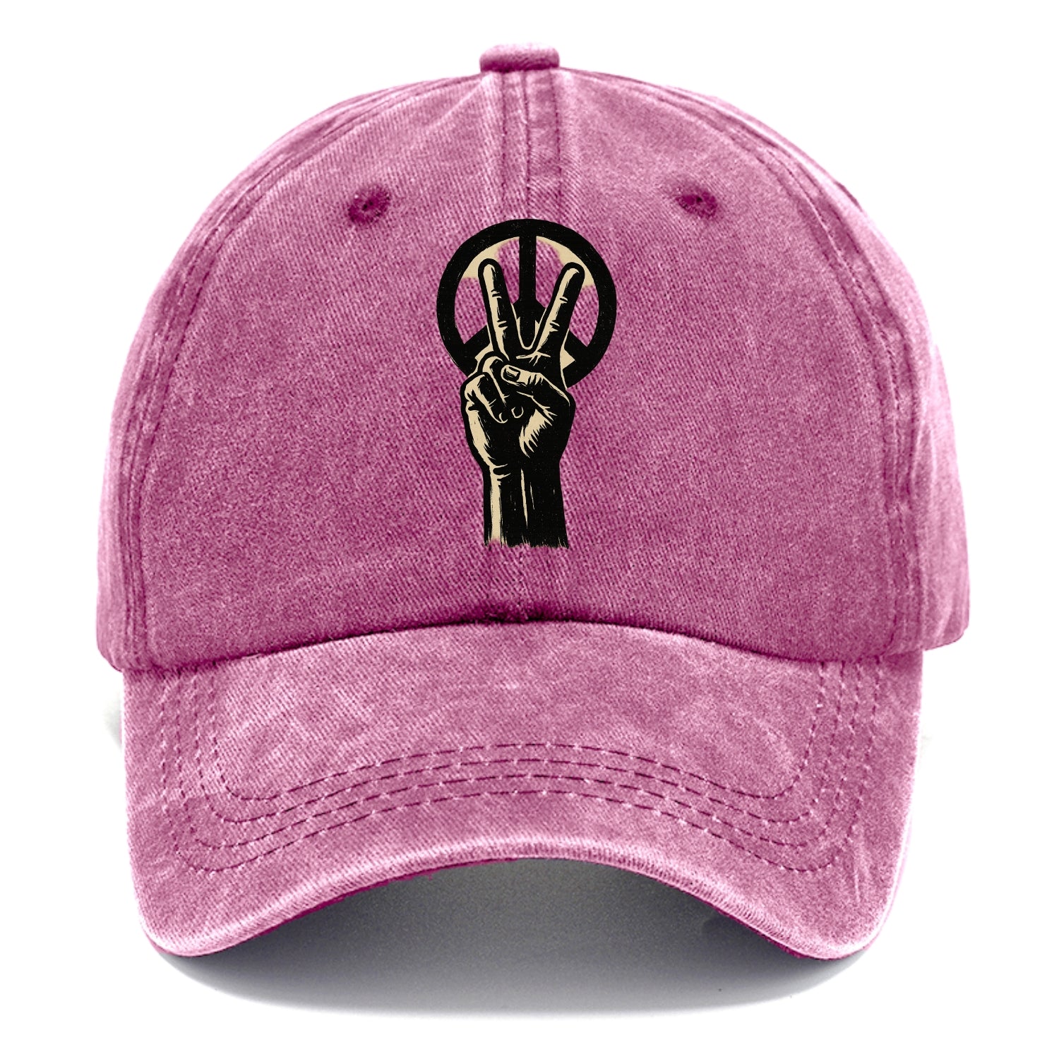 Peace sign hand gesture - anti-war movement ink brushstrokes - Classic Cap - Dusty Rose(Rose)