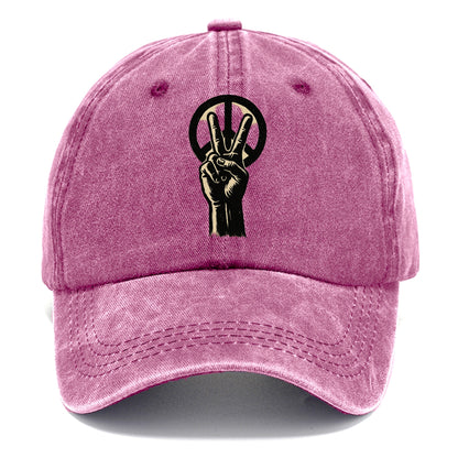 Peace sign hand gesture - anti-war movement ink brushstrokes - Classic Cap - Dusty Rose(Rose)