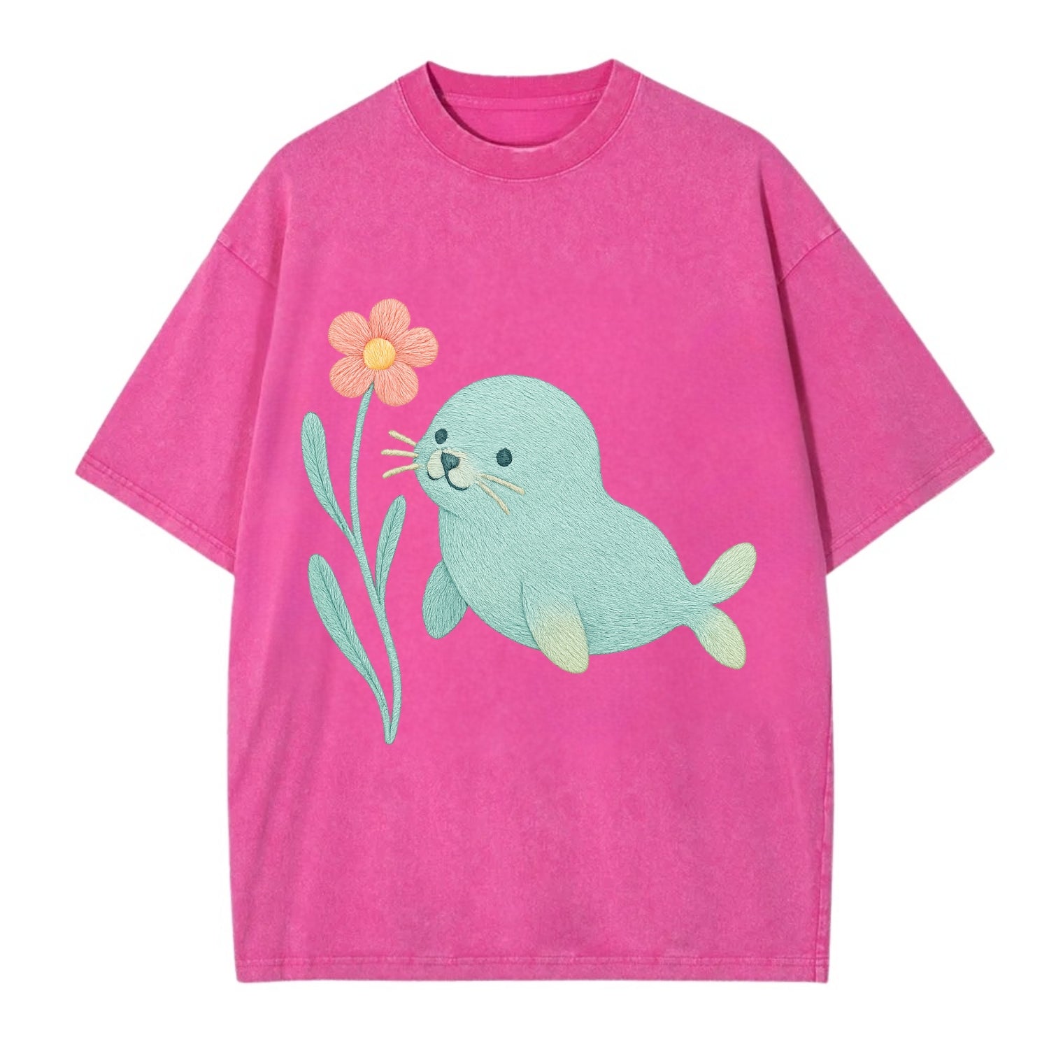 Mint Seal Pup - Vintage T-shirt - Dusty Rose(Rose)