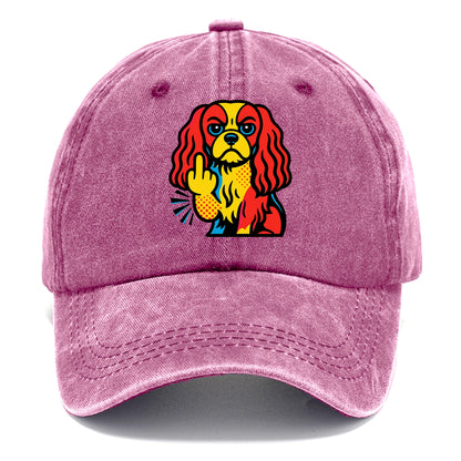 Cavalier King Charles Spaniel with long ears, regal paw giving finger - Classic Cap - Dusty Rose(Rose)