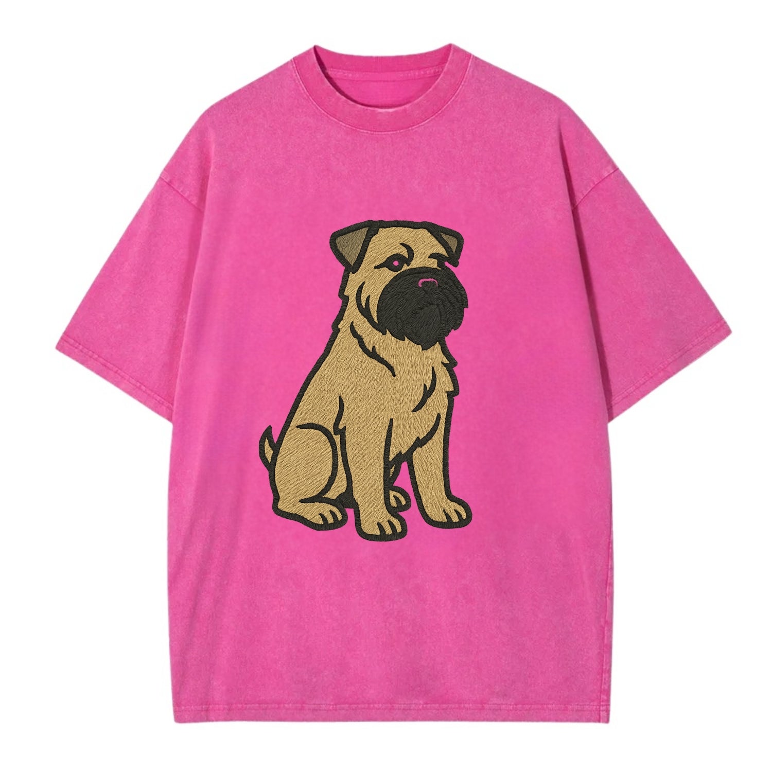 Bouvier des Flandres - Fawn rough coat embroidered design - Vintage T-shirt - Dusty Rose(Rose)
