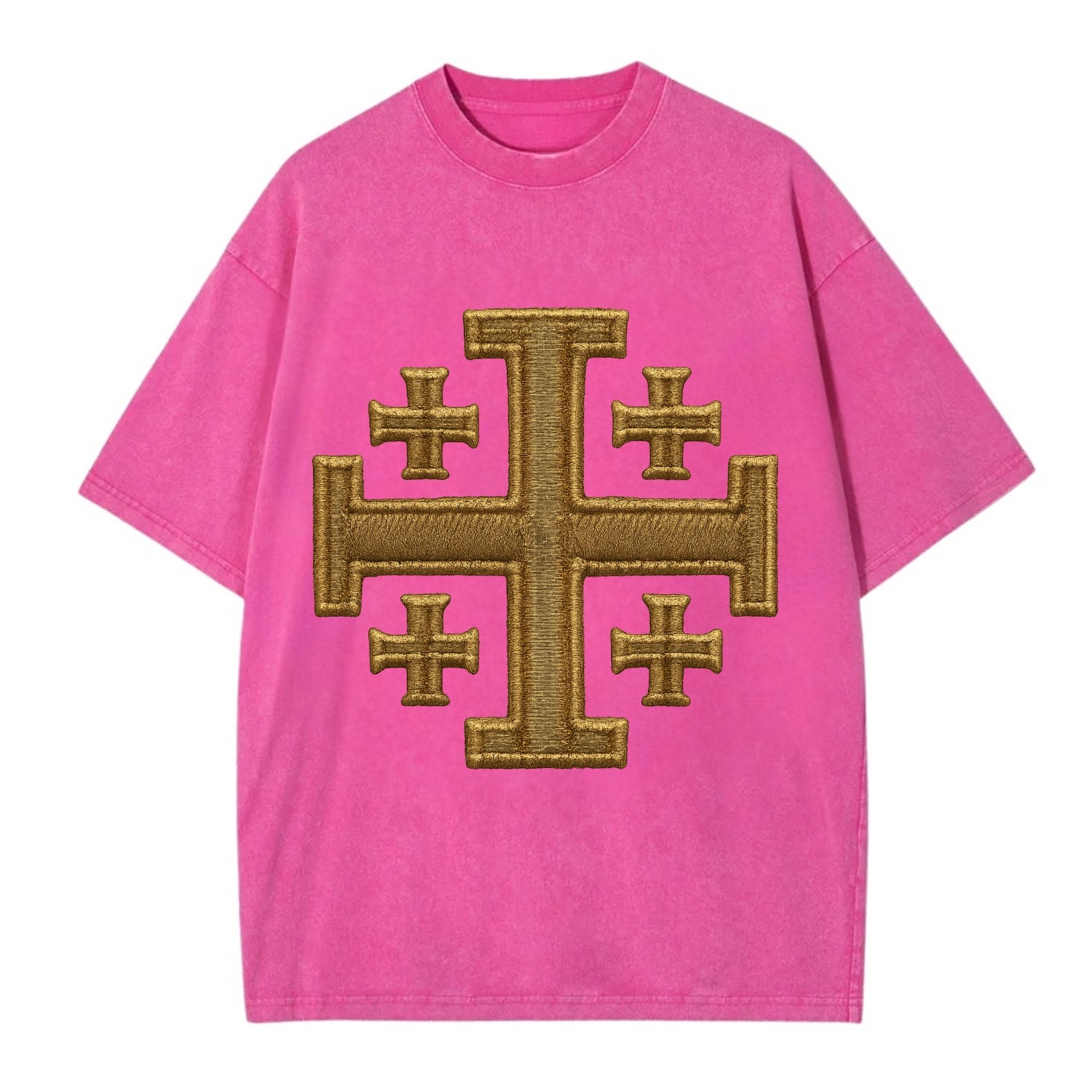 Jerusalem Cross  - Vintage T-shirt - Dusty Rose(Rose)