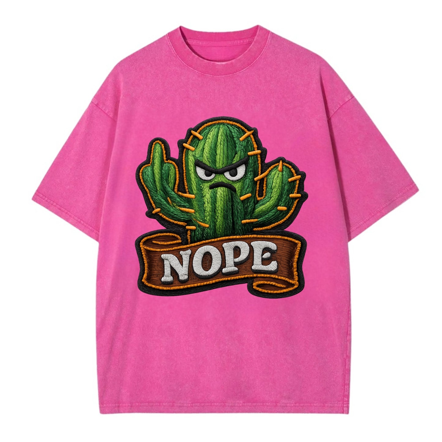 NOPE CACTUS - cactus with attitude in green , prickly personality - Vintage T-shirt - Dusty Rose(Rose)