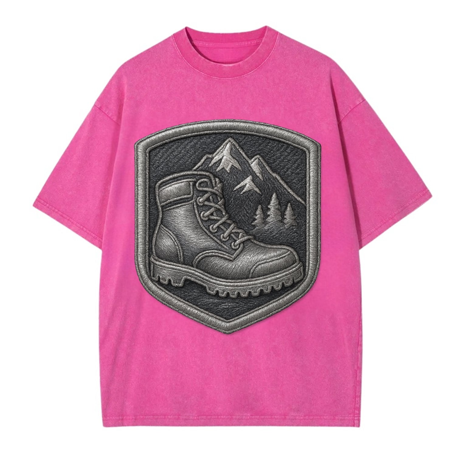 Hiking boots with mountain peak - hiker pride - Vintage T-shirt - Dusty Rose(Rose)