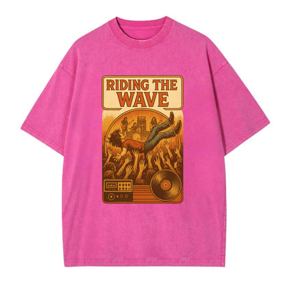 Crowd surfing at packed concert - "Riding the Wave" - concert energy - Vintage T-shirt - Dusty Rose(Rose)