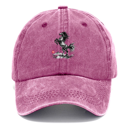 WILD STALLION | Powerful stallion rearing up | Windswept mane and tail | Mountain - Classic Cap - Dusty Rose(Rose)