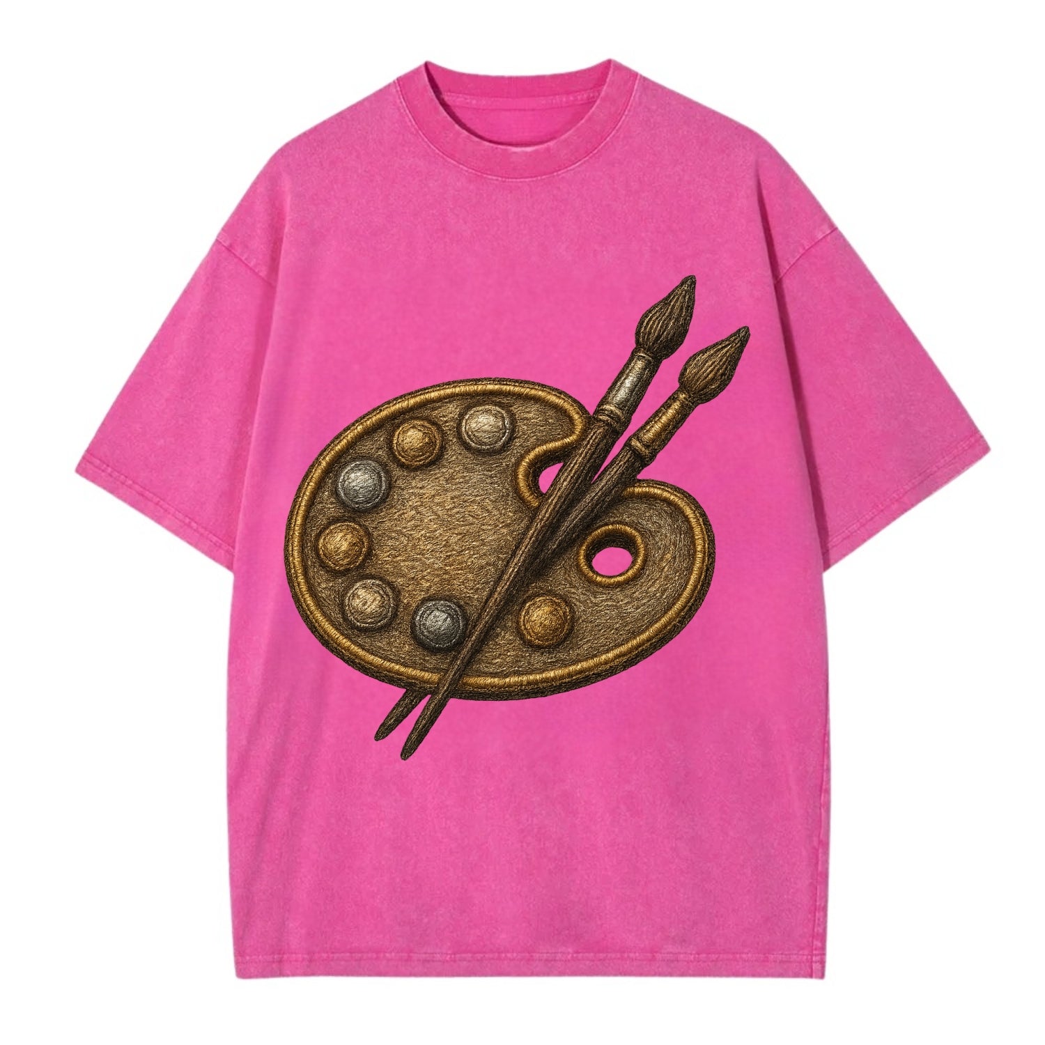 Artist palette with brushes - painter emblem - Vintage T-shirt - Dusty Rose(Rose)
