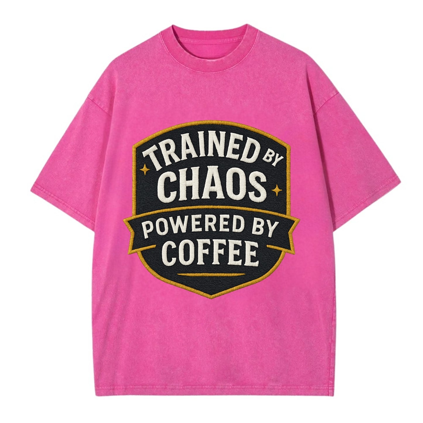 Trained by chaos, powered by coffee - Vintage T-shirt - Dusty Rose(Rose)