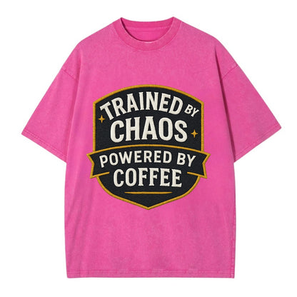 Trained by chaos, powered by coffee - Vintage T-shirt - Dusty Rose(Rose)