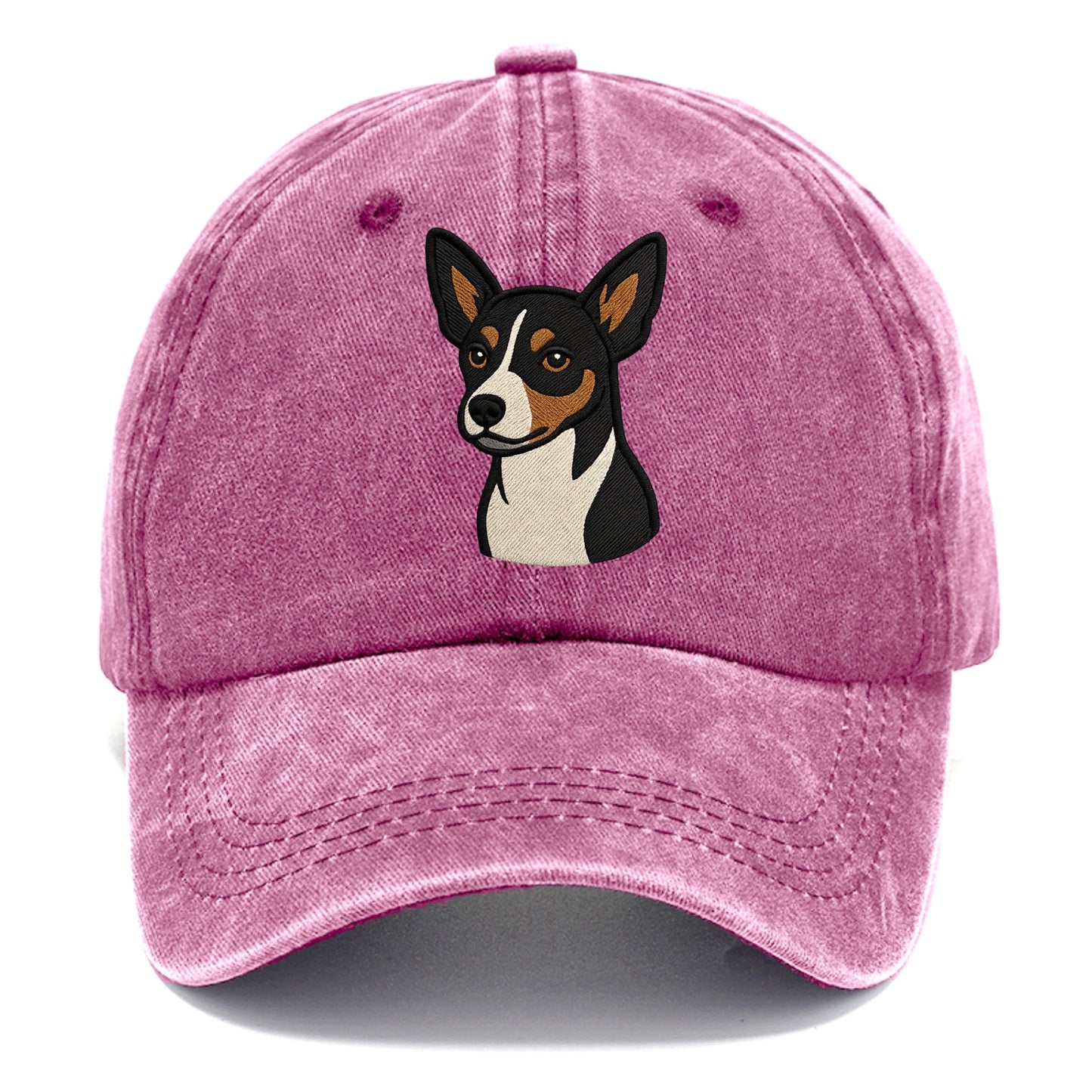 Rat Terrier - Tri-color embroidered pose - Classic Cap - Dusty Rose(Rose)