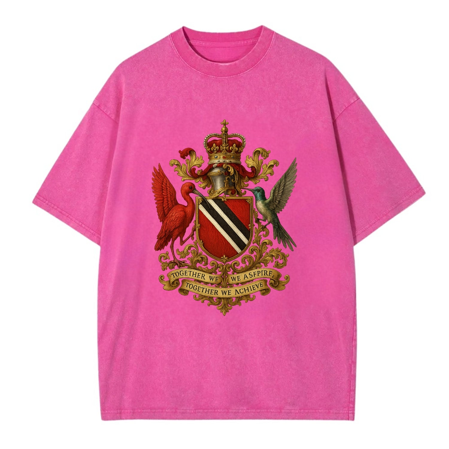 Trinidad Scarlet Ibis Emblem  - Vintage T-shirt - Dusty Rose(Rose)