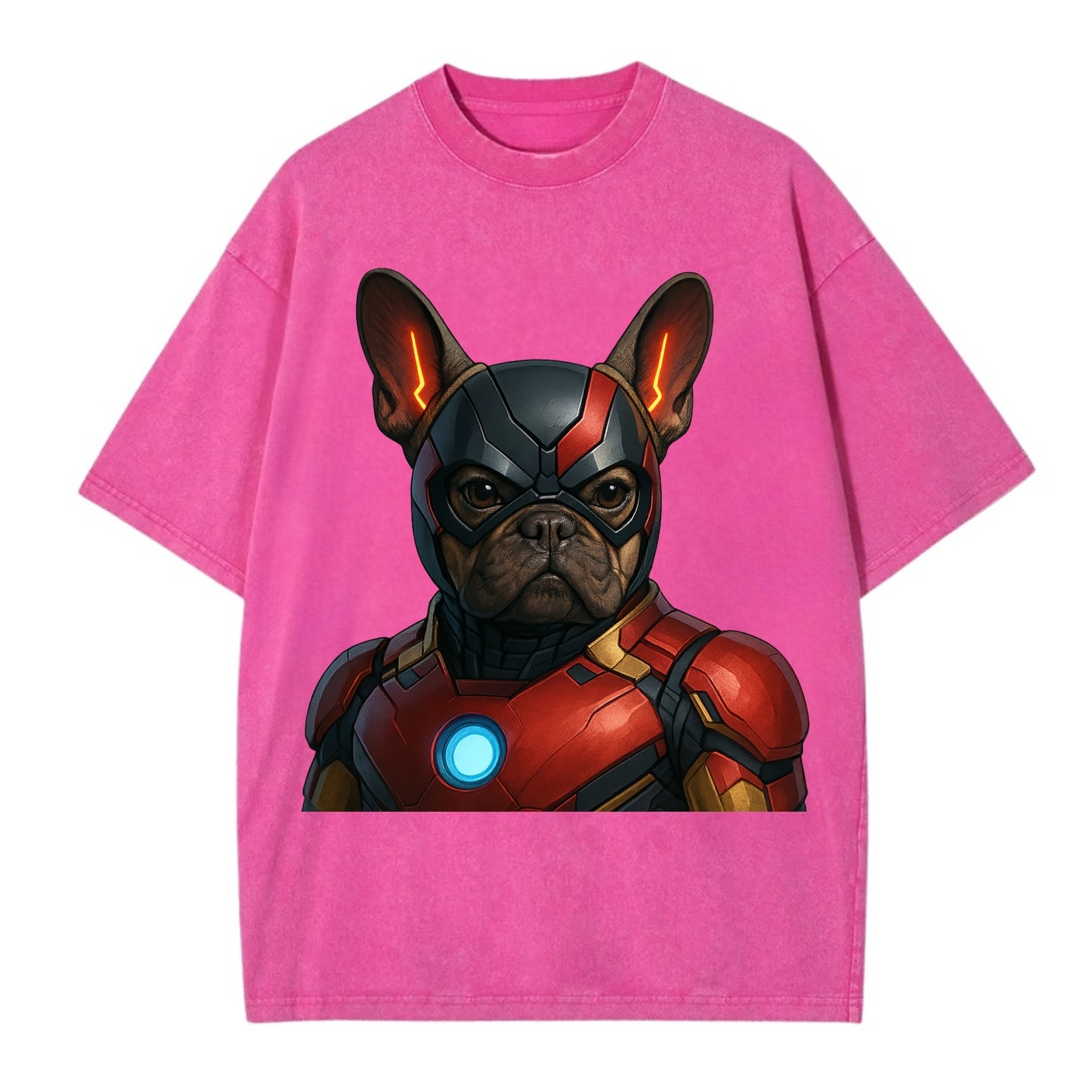 French Bulldog Iron Man  - Vintage T-shirt - Dusty Rose(Rose)