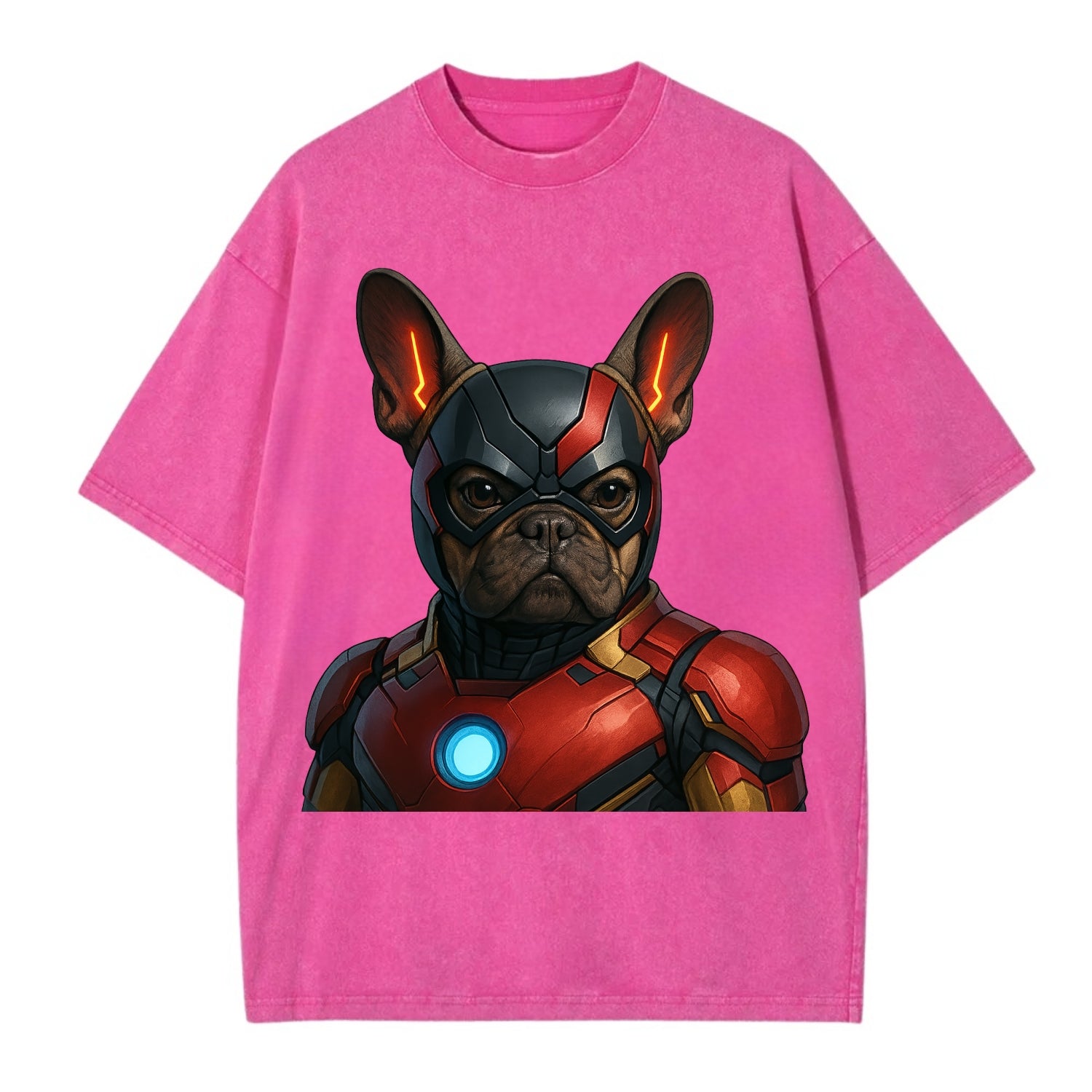 French Bulldog Iron Man  - Vintage T-shirt - Dusty Rose(Rose)