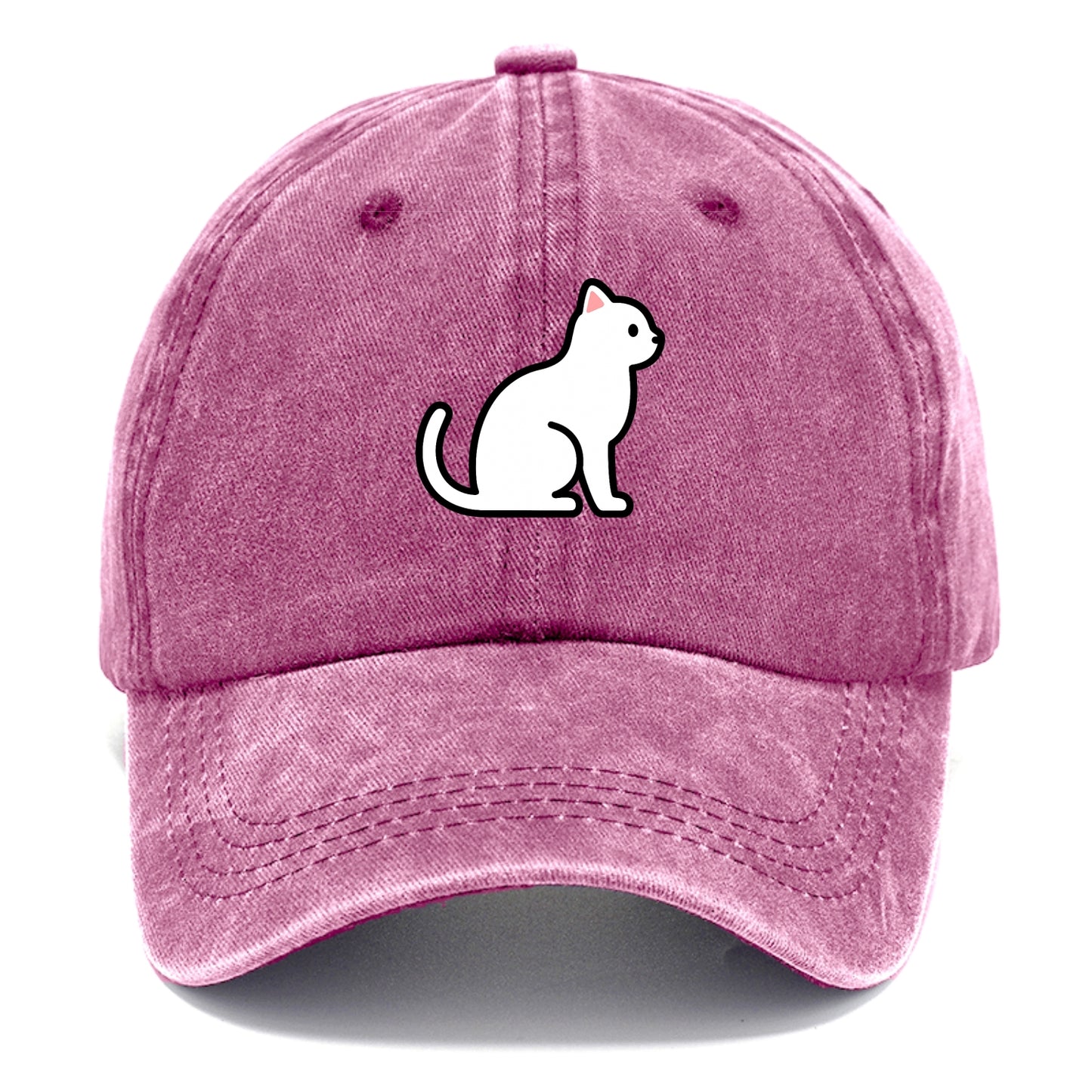 Domestic Shorthair - White classic flat side profile - Classic Cap - Dusty Rose(Rose)