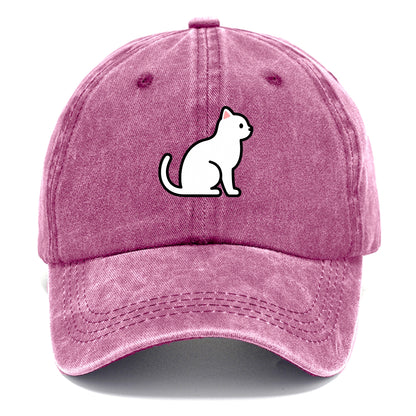 Domestic Shorthair - White classic flat side profile - Classic Cap - Dusty Rose(Rose)