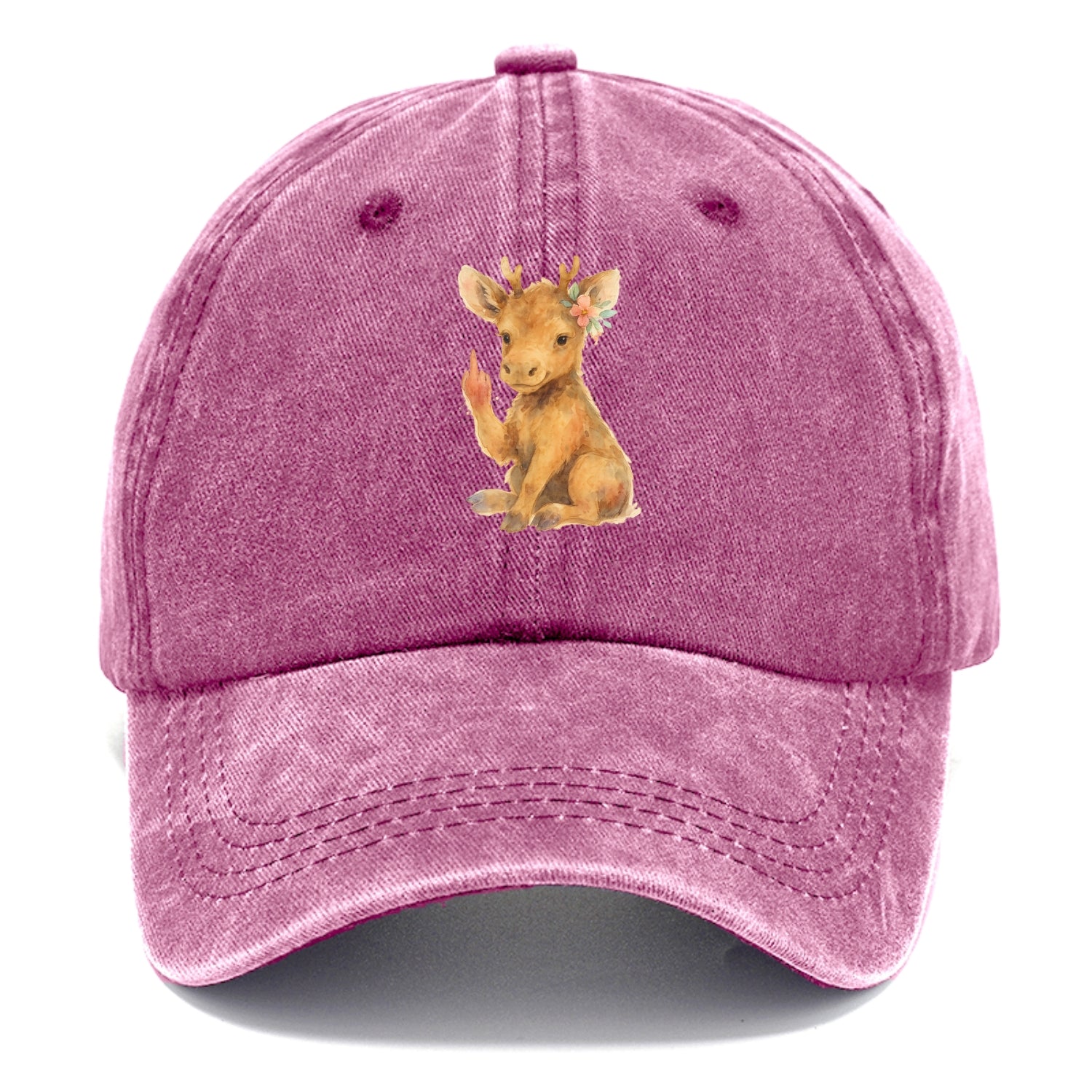 baby moose with adorable tiny antlers, one hoof raised in attitude - Classic Cap - Dusty Rose(Rose)