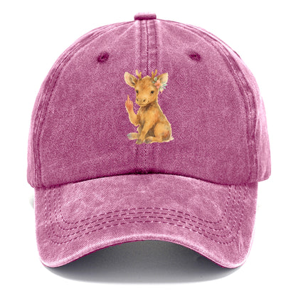 baby moose with adorable tiny antlers, one hoof raised in attitude - Classic Cap - Dusty Rose(Rose)