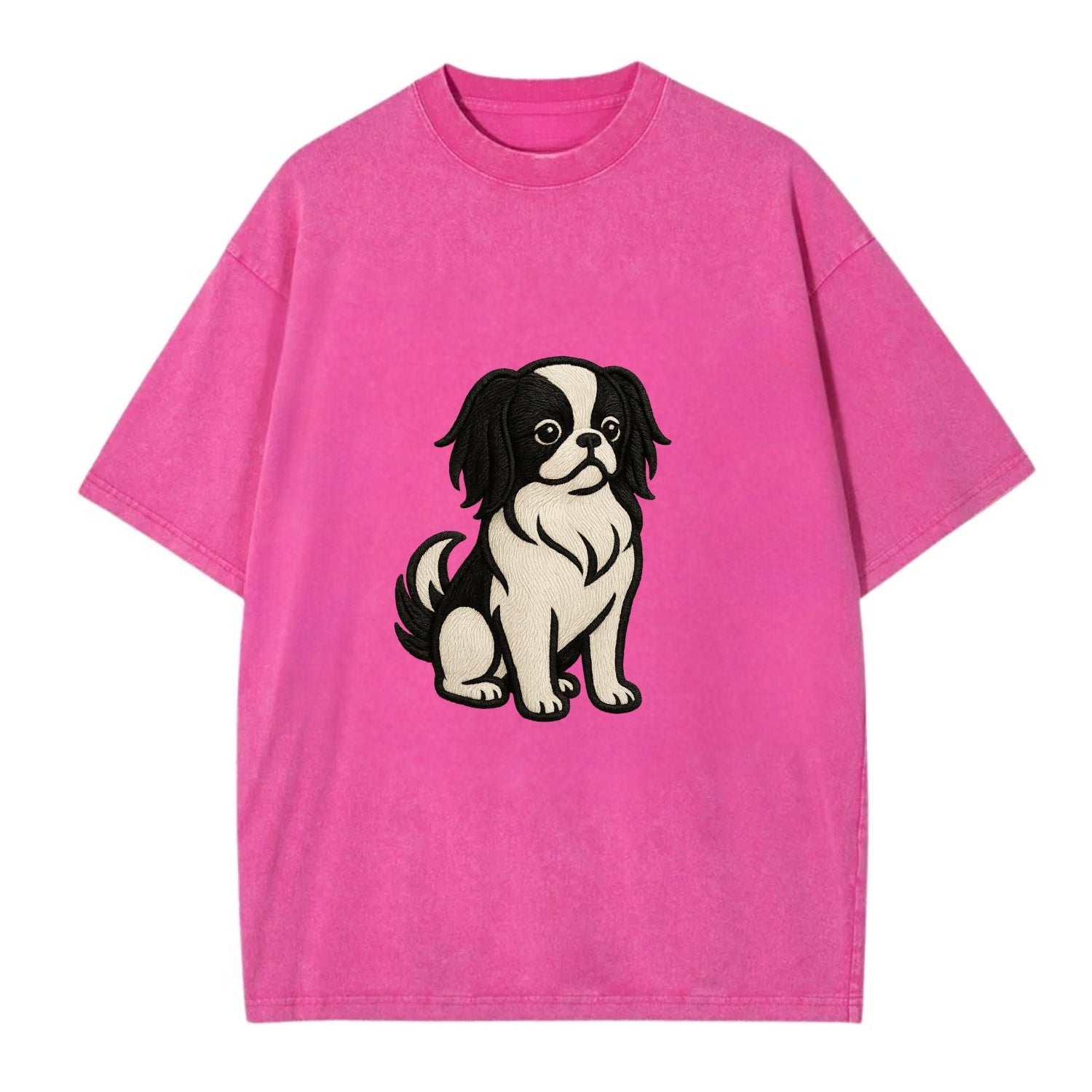 Japanese Chin - Black and white sitting Vintage T-shirt - Dusty Rose(Rose)