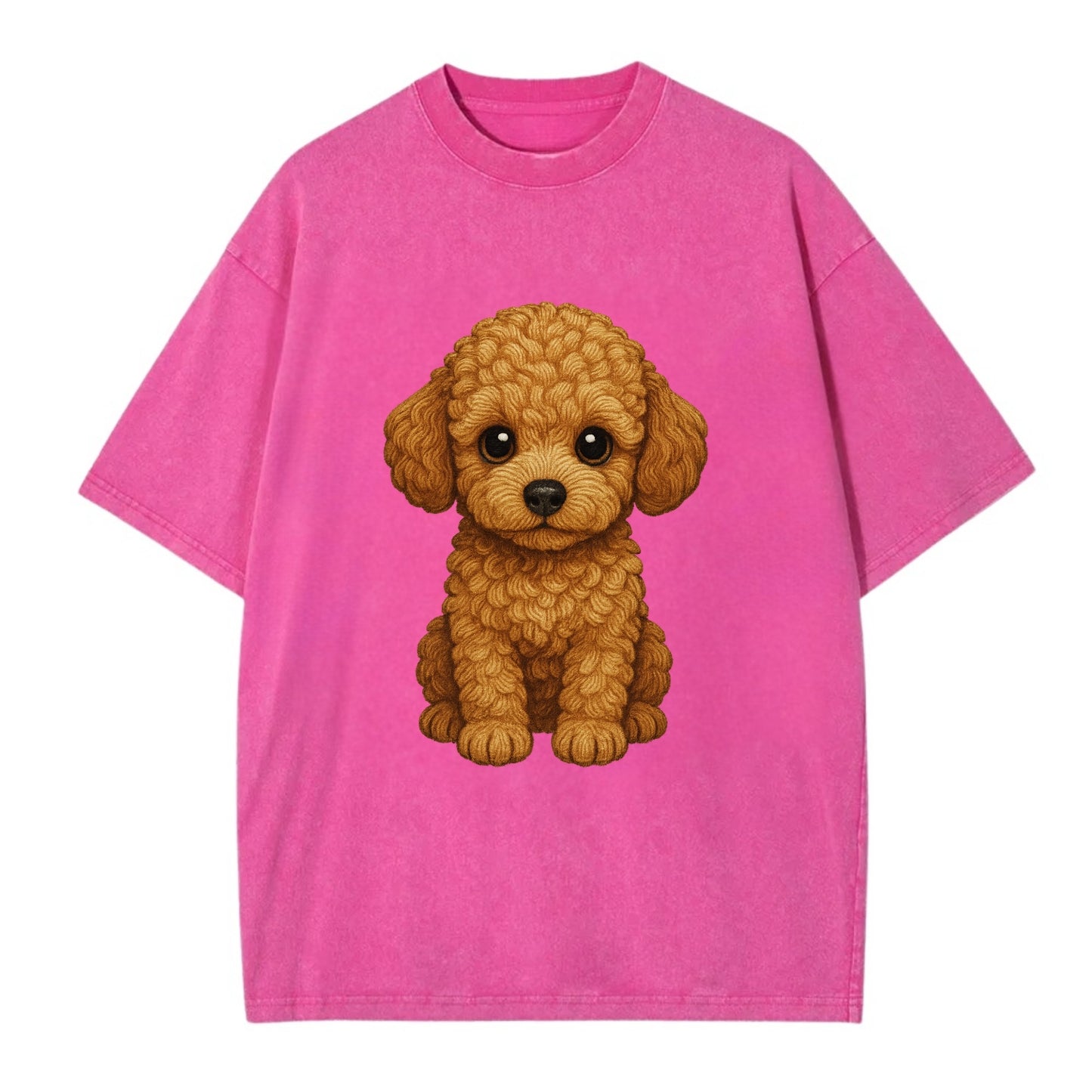 Baby Poodle Puppy - curly fluffy coat, intelligent eyes, elegant snout, - Vintage T-shirt - Dusty Rose(Rose)
