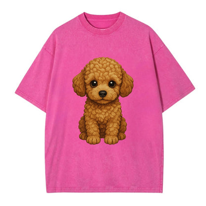 Baby Poodle Puppy - curly fluffy coat, intelligent eyes, elegant snout, - Vintage T-shirt - Dusty Rose(Rose)