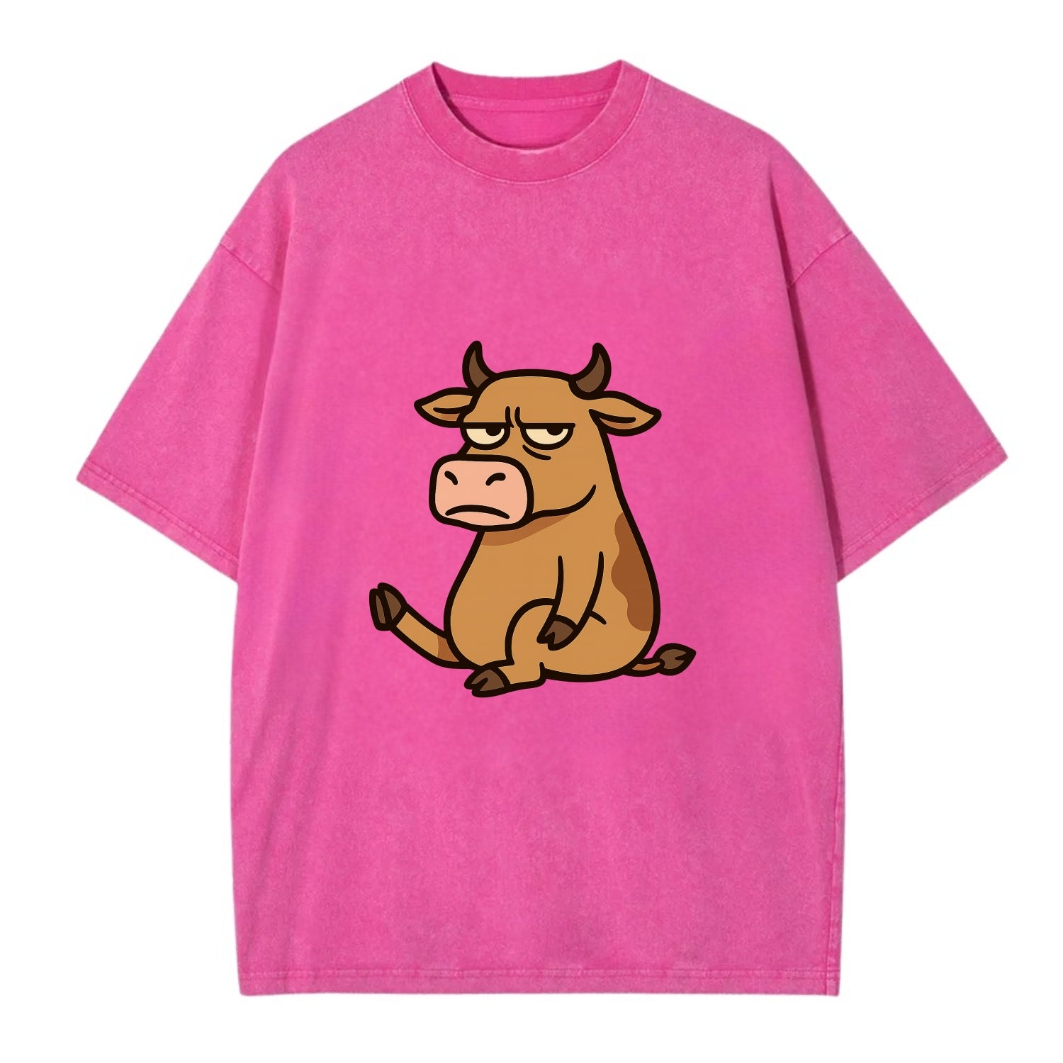The Cow Judging Silently - Vintage T-shirt - Dusty Rose(Rose)