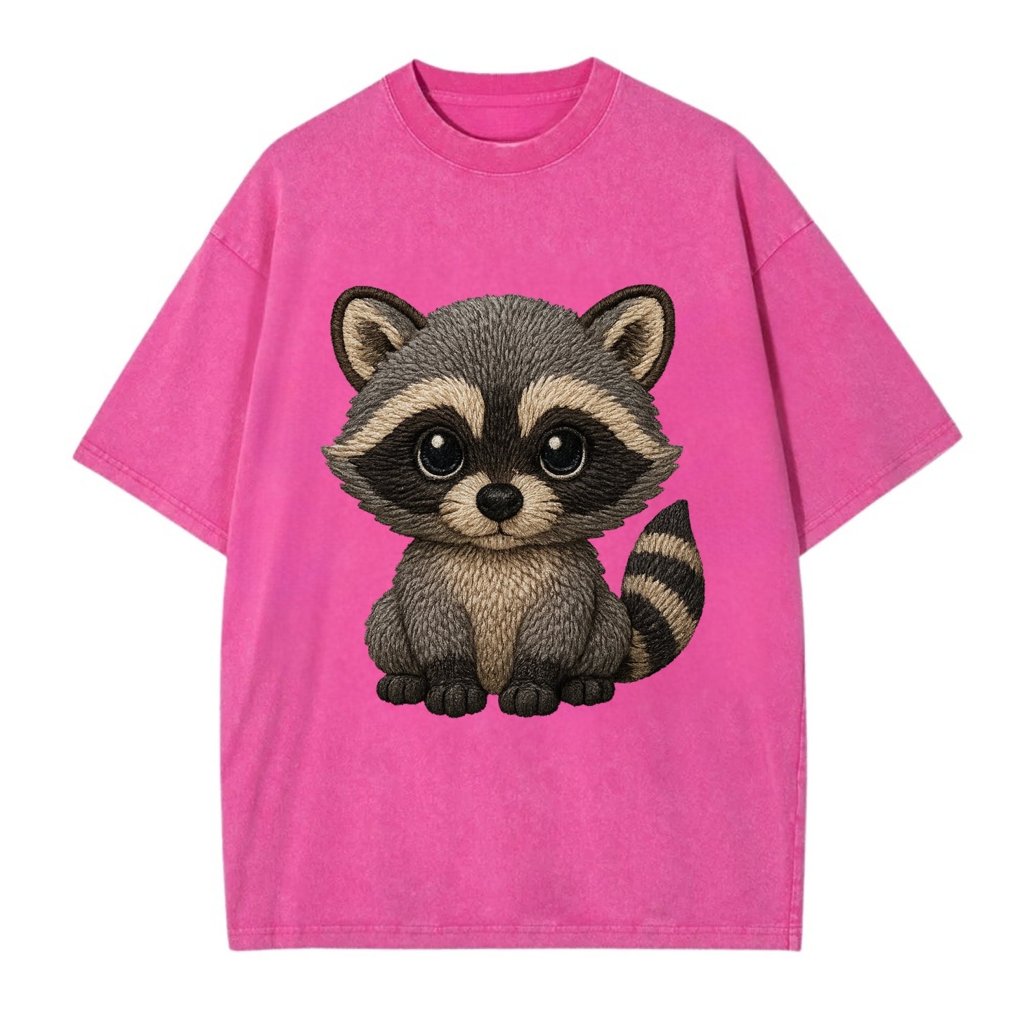 Baby Raccoon - gray fur, black mask, ringed tail, bright curious eyes, - Vintage T-shirt - Dusty Rose(Rose)