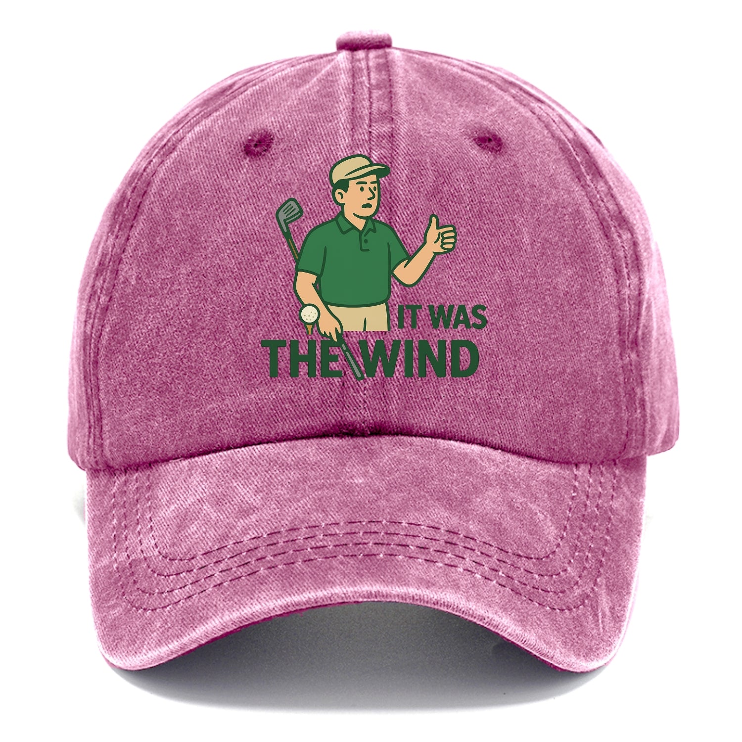 Golfer blaming the wind with hair perfectly still - "It Was the Wind" - classic excuse - Classic Cap - Dusty Rose(Rose)