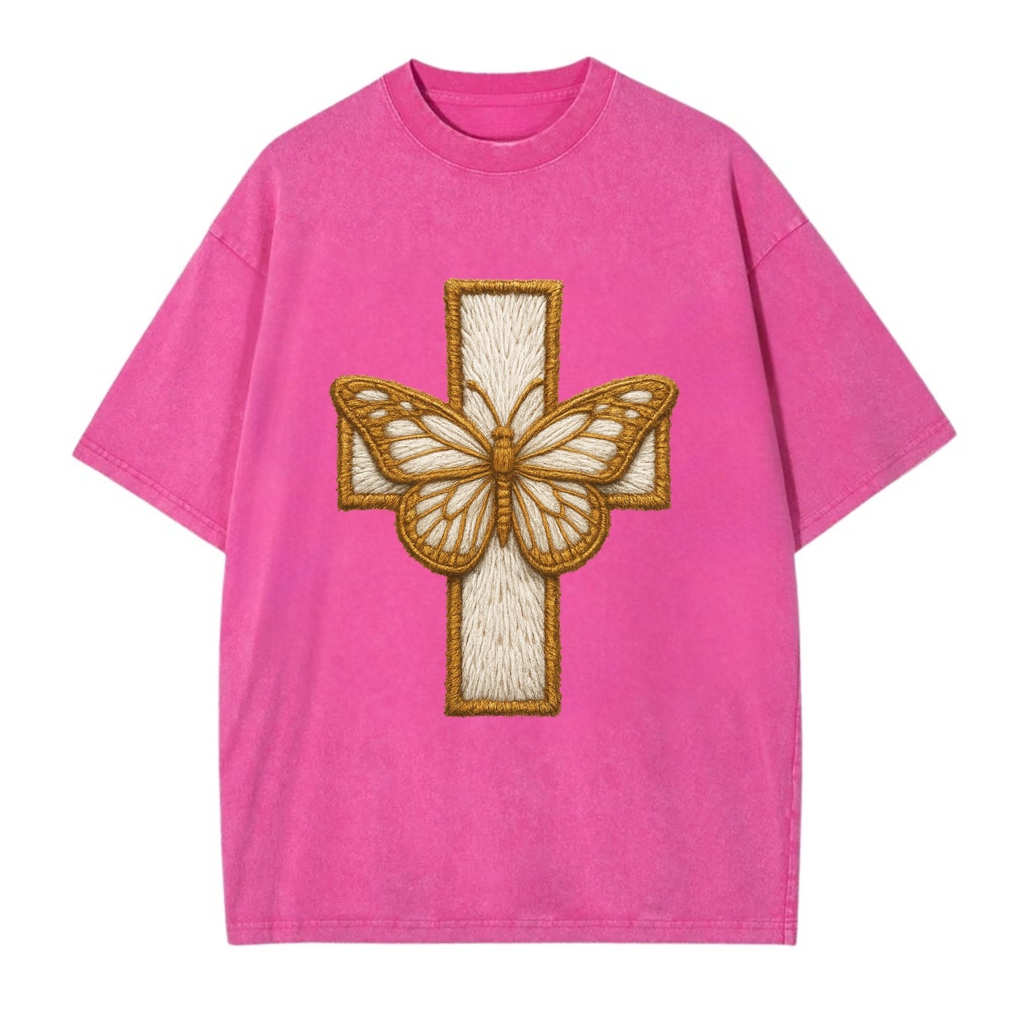 Resurrection Cross  - Vintage T-shirt - Dusty Rose(Rose)