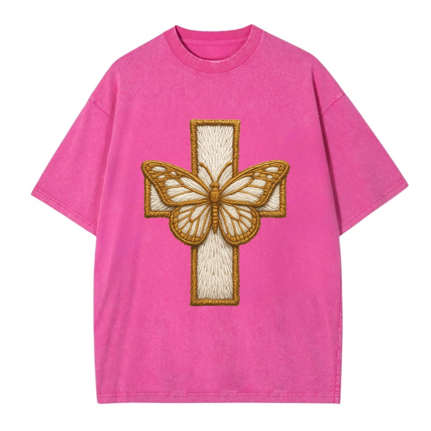 Resurrection Cross  - Vintage T-shirt - Dusty Rose(Rose)