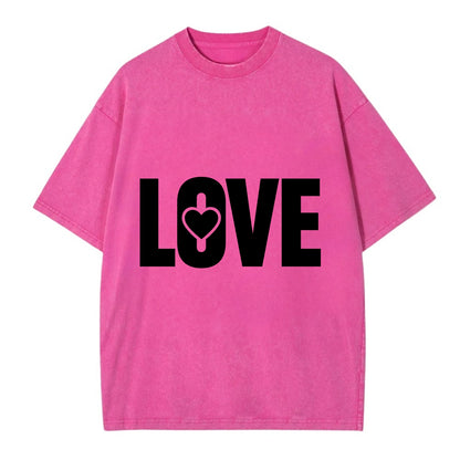 Bold typography design - "LOVE" - universal connection, heart centered - Vintage T-shirt - Dusty Rose(Rose)