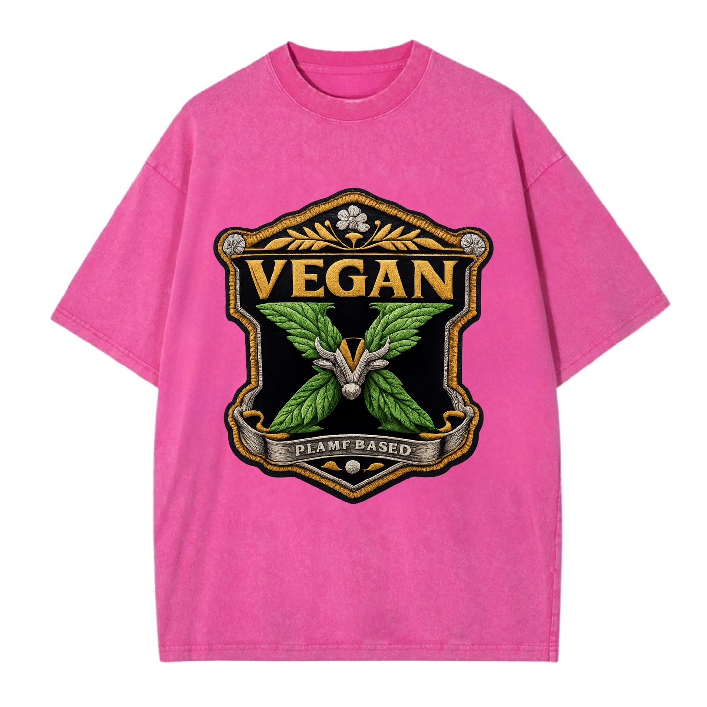 VEGAN X - plant-based symbol in green , animal rights - Vintage T-shirt - Dusty Rose(Rose)