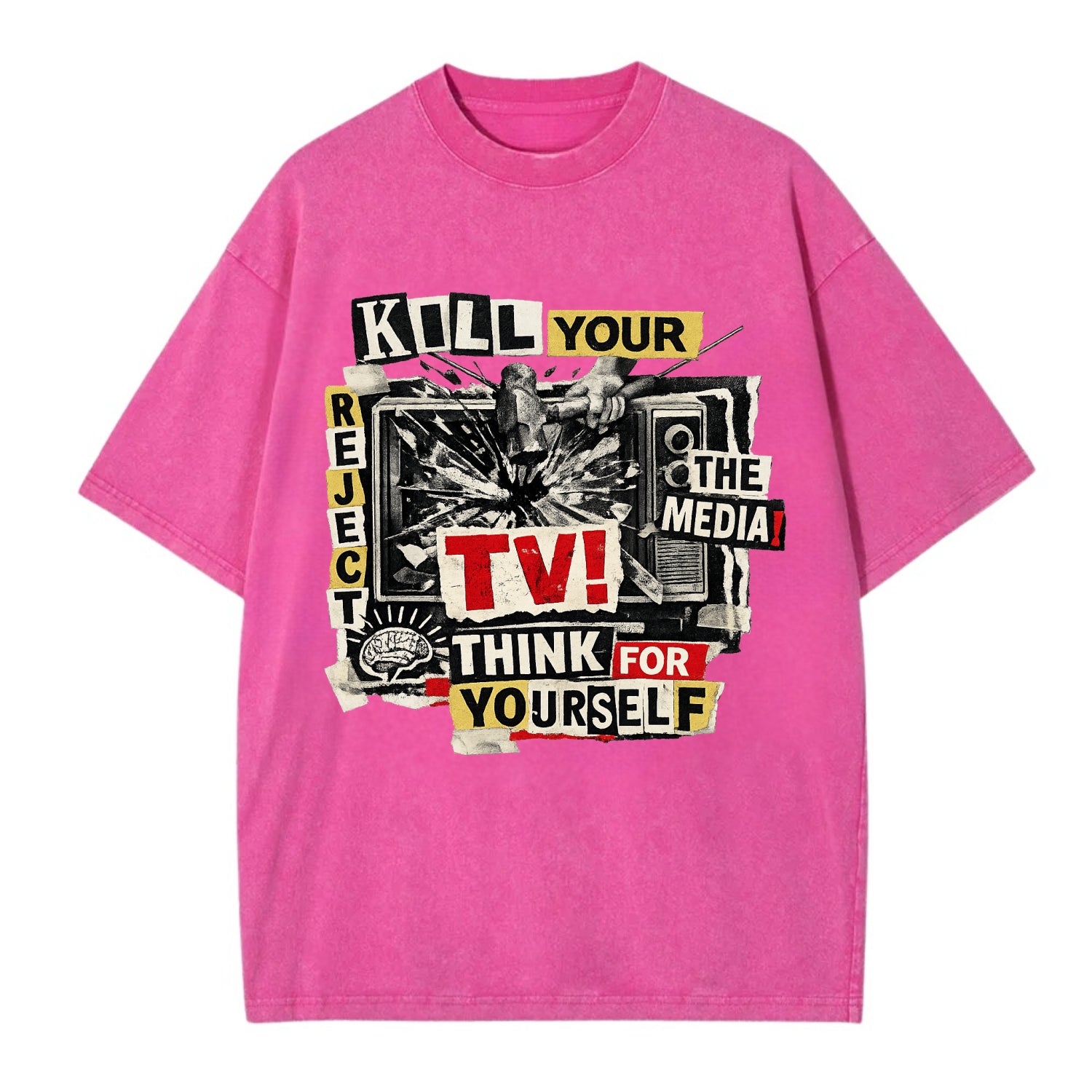 KILL YOUR TV | Smashed television | Reject media | Think for yourself | Analog - Vintage T-shirt - Dusty Rose(Rose)