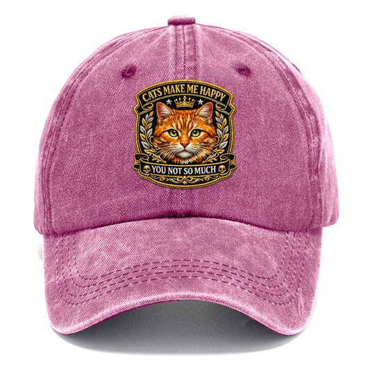 CATS MAKE ME HAPPY YOU NOT SO MUCH - cat face in orange , cat preference - Classic Cap - Dusty Rose(Rose)