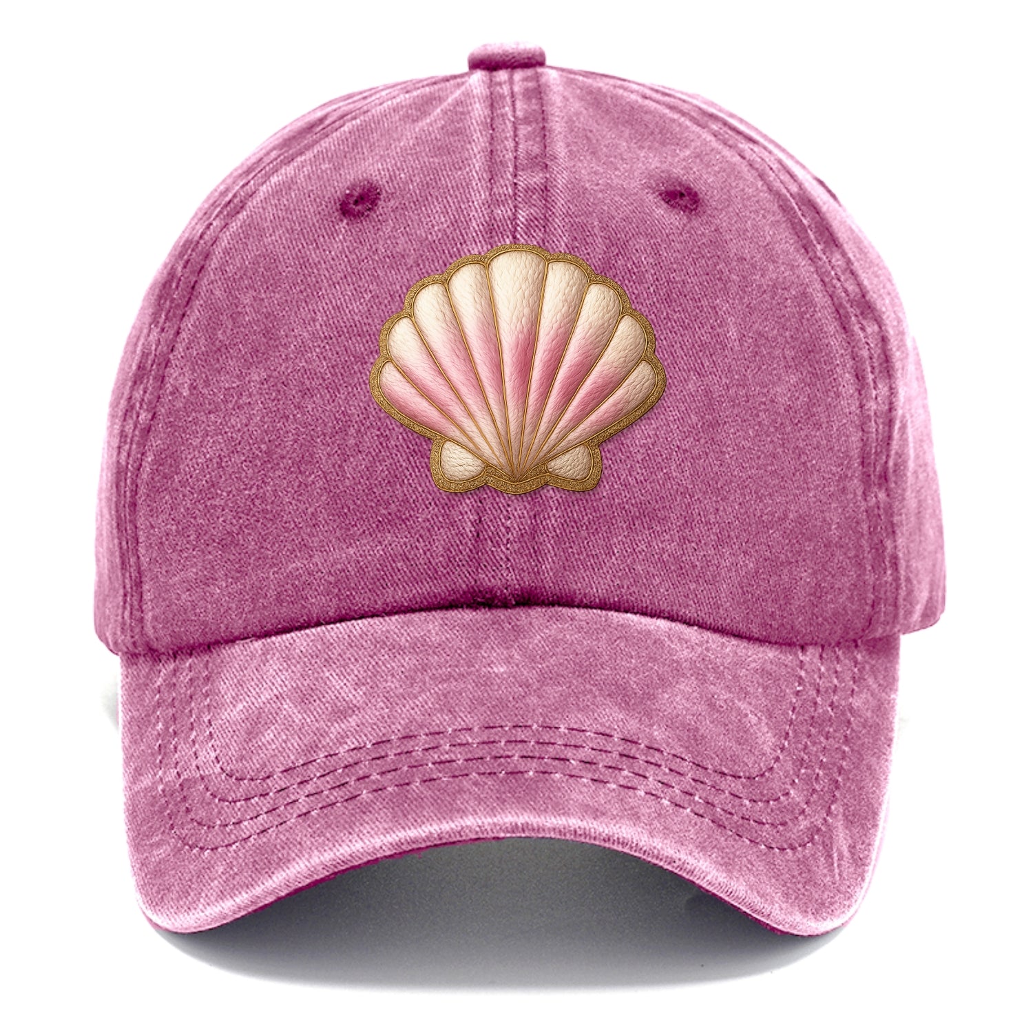 SEASHELL SCALLOP - scallop shell in cream and pink , beach - Classic Cap - Dusty Rose(Rose)