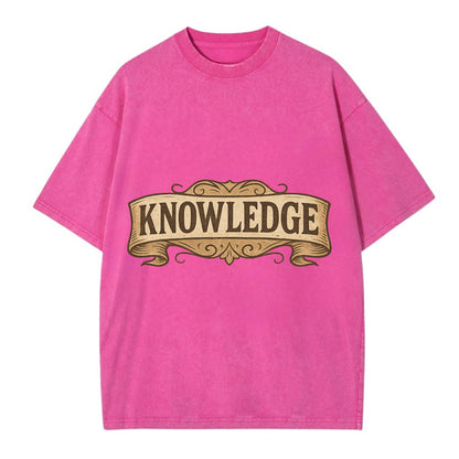 Bold typography design - "KNOWLEDGE" - learning, understanding - Vintage T-shirt - Dusty Rose(Rose)